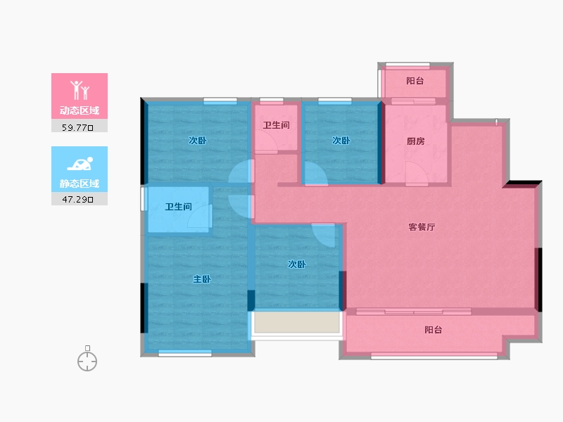 四川省-泸州市-远洋红星天铂-95.86-户型库-动静分区