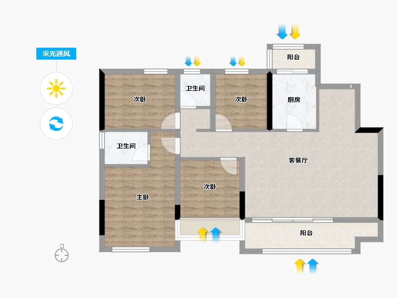 四川省-泸州市-远洋红星天铂-95.86-户型库-采光通风