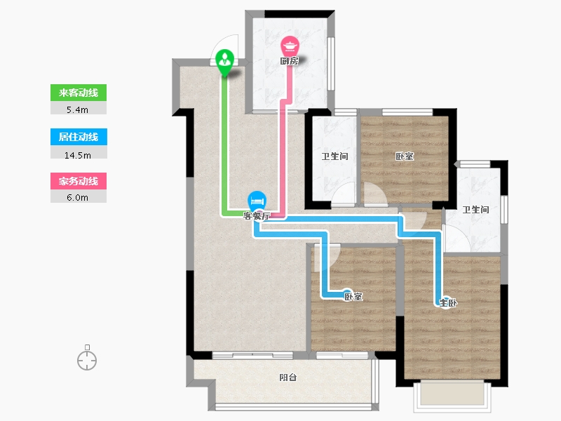 江苏省-盐城市-​百禾小镇二期绿城百禾-96.00-户型库-动静线