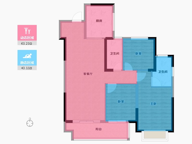 江苏省-盐城市-​百禾小镇二期绿城百禾-96.00-户型库-动静分区