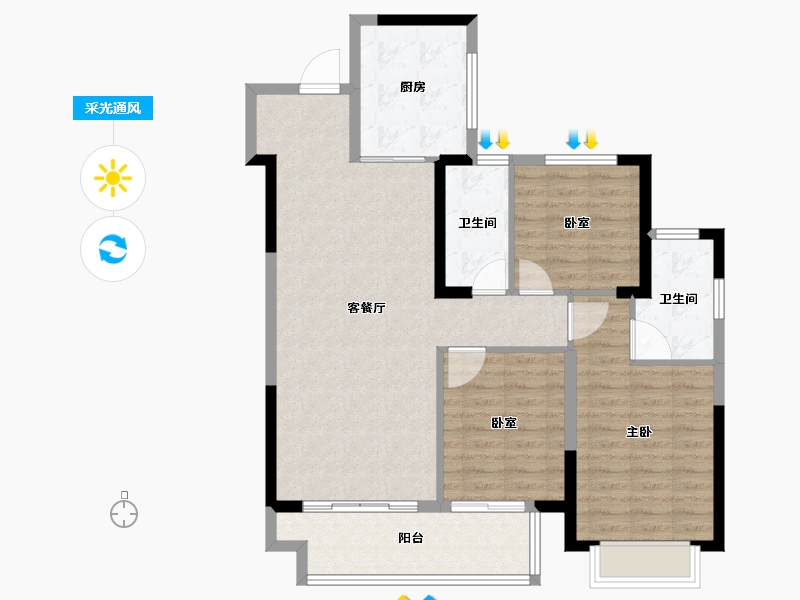 江苏省-盐城市-​百禾小镇二期绿城百禾-96.00-户型库-采光通风