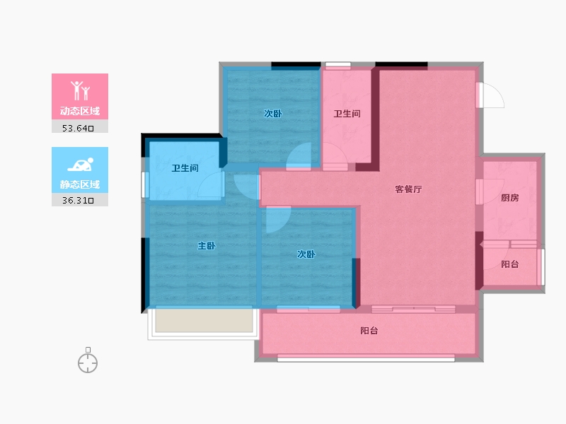 四川省-内江市-荣威名城-80.03-户型库-动静分区