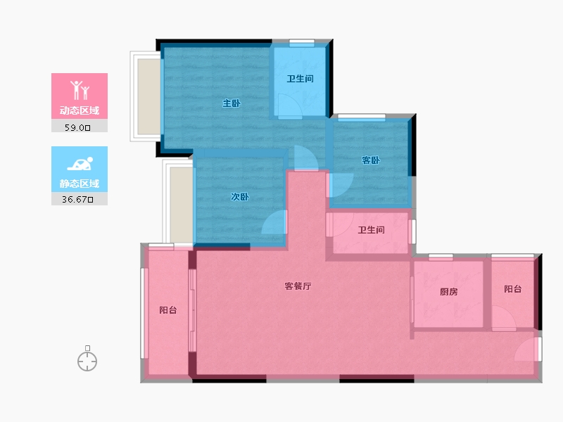 广东省-珠海市-华发又一城-82.00-户型库-动静分区