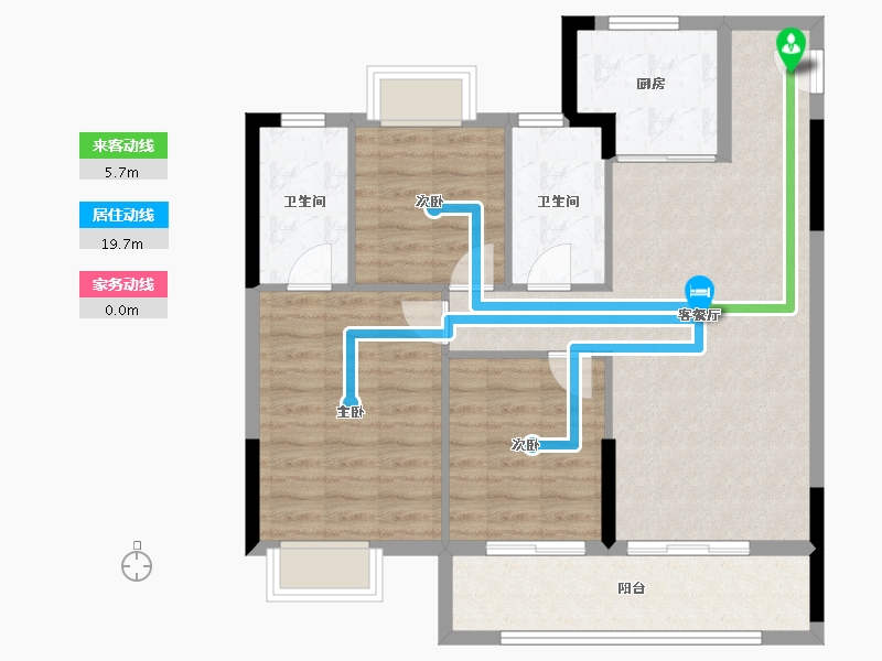 福建省-龙岩市-璞玉润园-87.20-户型库-动静线