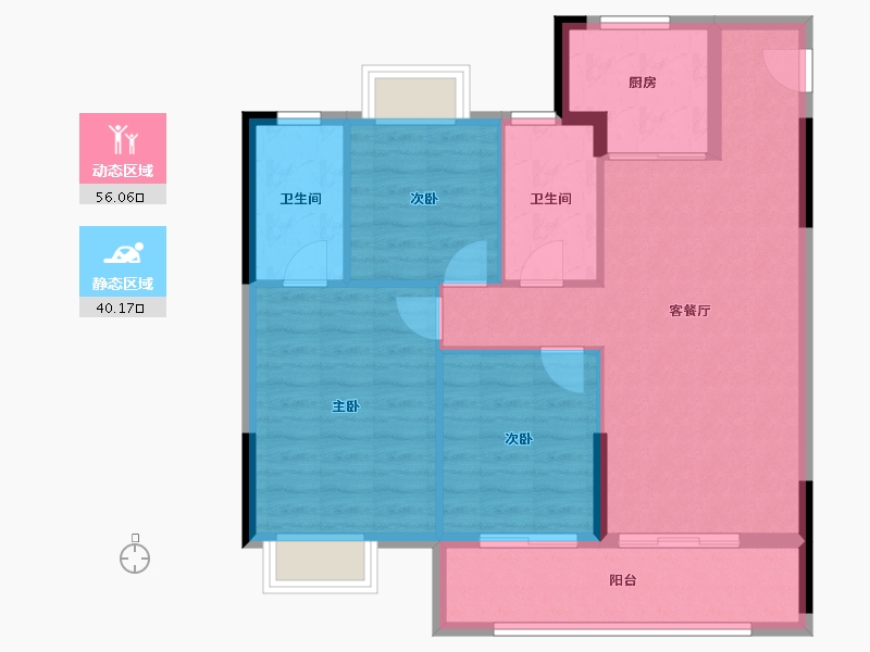 福建省-龙岩市-璞玉润园-87.20-户型库-动静分区