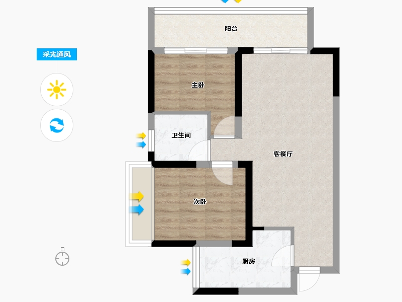 四川省-内江市-荣威名城-60.83-户型库-采光通风