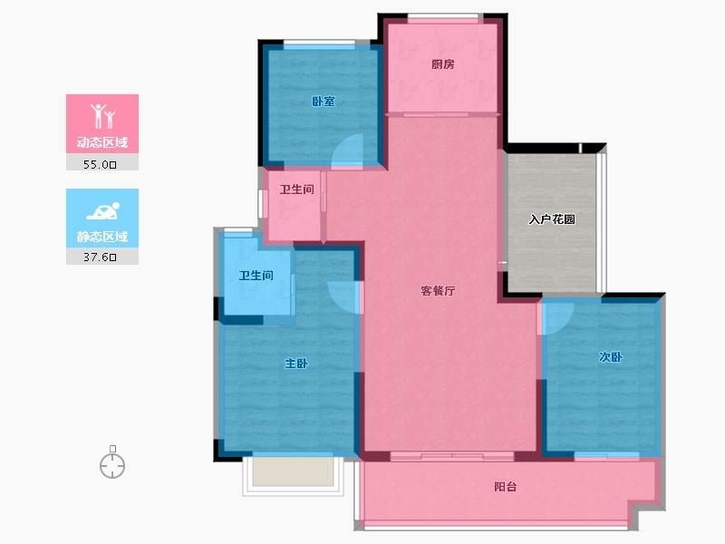 山东省-淄博市-墨香居-90.30-户型库-动静分区