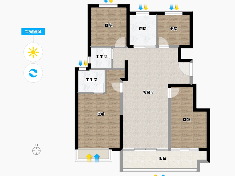 江苏省-盐城市-​新城云樾春秋-100.80-户型库-采光通风