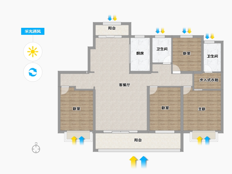 山东省-枣庄市-紫悦山·印象-144.00-户型库-采光通风