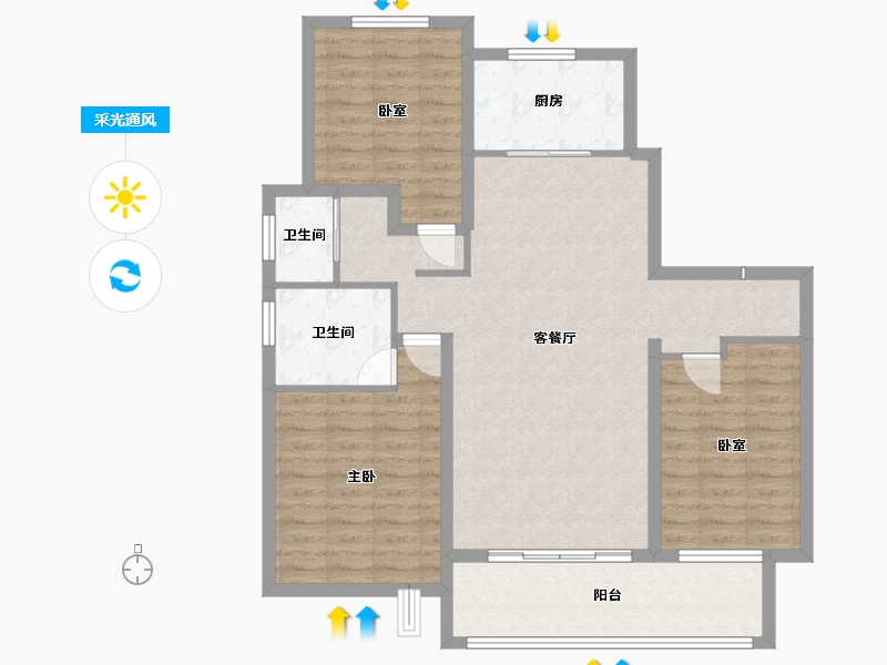 山东省-枣庄市-紫悦山·印象-104.00-户型库-采光通风