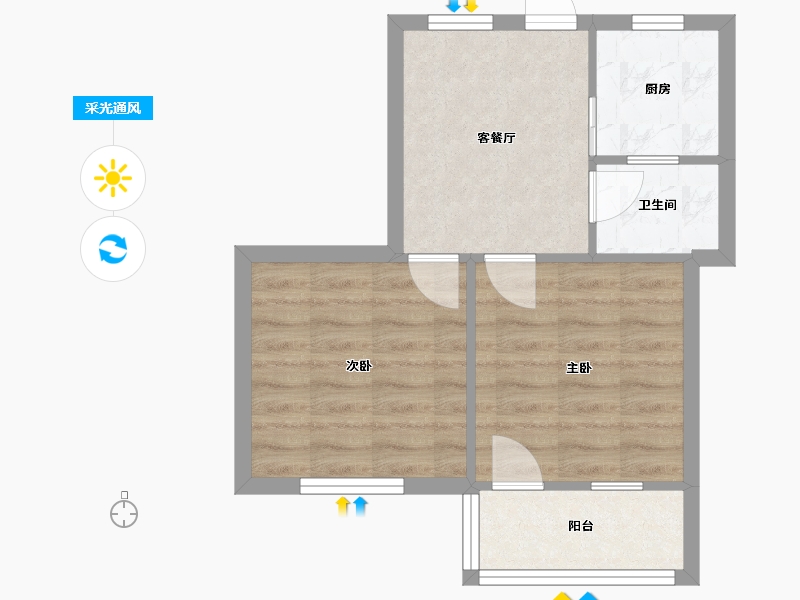 浙江省-绍兴市-胜利桥北-52.00-户型库-采光通风