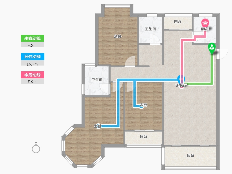 广西壮族自治区-桂林市-奥林匹克花园-105.62-户型库-动静线