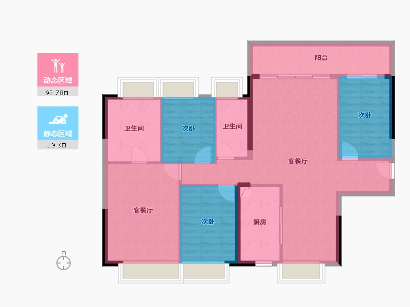 广东省-惠州市-珠江四季悦城-110.85-户型库-动静分区