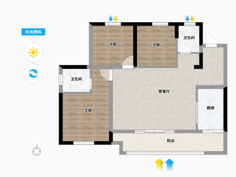 四川省-泸州市-远洋红星天铂-81.68-户型库-采光通风