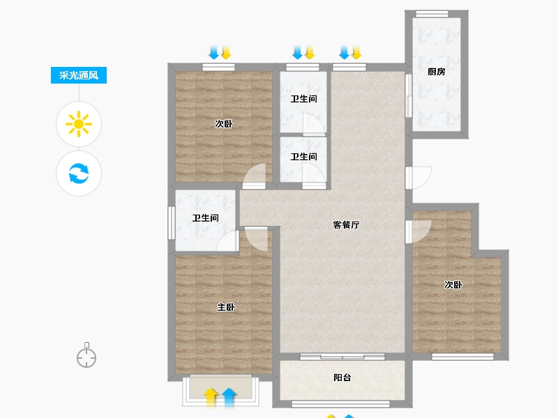 山东省-菏泽市-东城云玺-101.82-户型库-采光通风