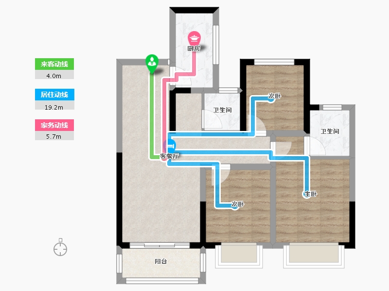 陕西省-咸阳市-彬州水木清华-69.40-户型库-动静线