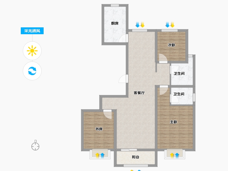 山东省-菏泽市-东城云玺-109.00-户型库-采光通风