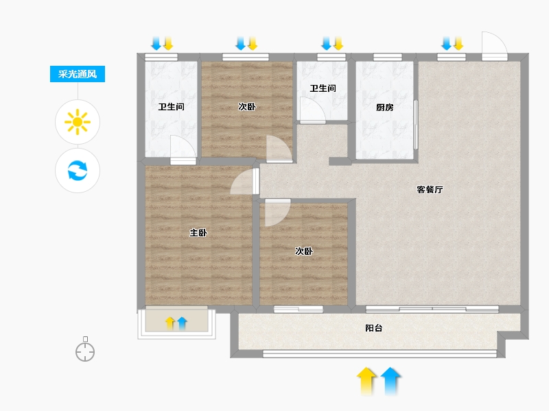 山东省-菏泽市-麟州府-102.00-户型库-采光通风