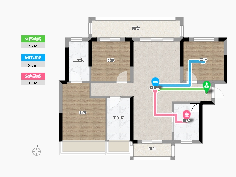 广西壮族自治区-桂林市-万达公寓-89.00-户型库-动静线