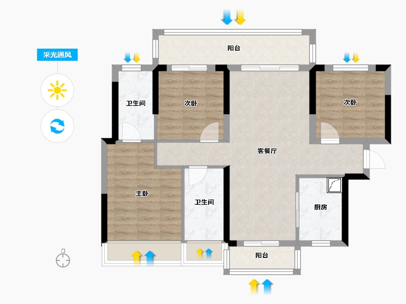 广西壮族自治区-桂林市-万达公寓-89.00-户型库-采光通风