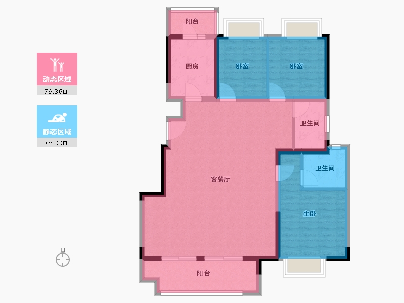 江苏省-盐城市-大丰雍锦府-106.43-户型库-动静分区