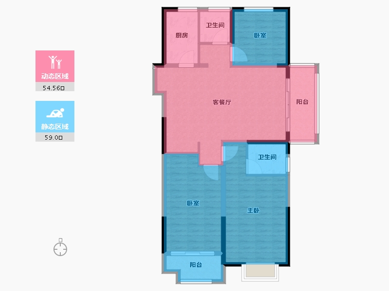 江苏省-盐城市-港利福园-102.40-户型库-动静分区