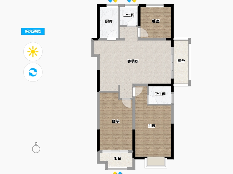 江苏省-盐城市-港利福园-102.40-户型库-采光通风