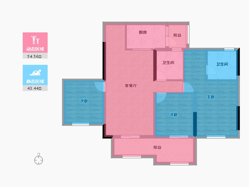 四川省-泸州市-贤达中央公园-87.20-户型库-动静分区