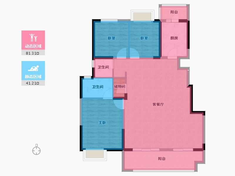 江苏省-盐城市-大丰雍锦府-111.20-户型库-动静分区