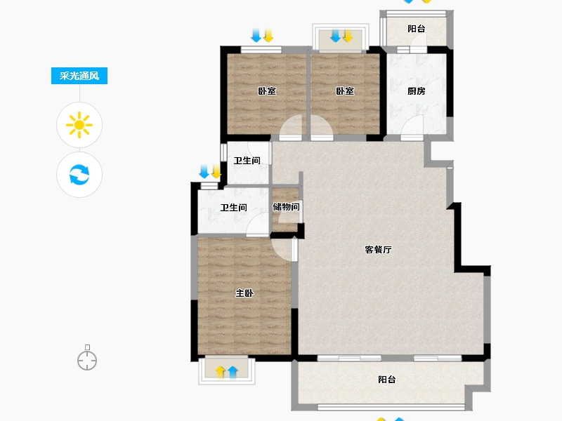 江苏省-盐城市-大丰雍锦府-111.20-户型库-采光通风