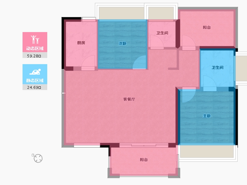 广东省-惠州市-东方铂悦府-75.83-户型库-动静分区