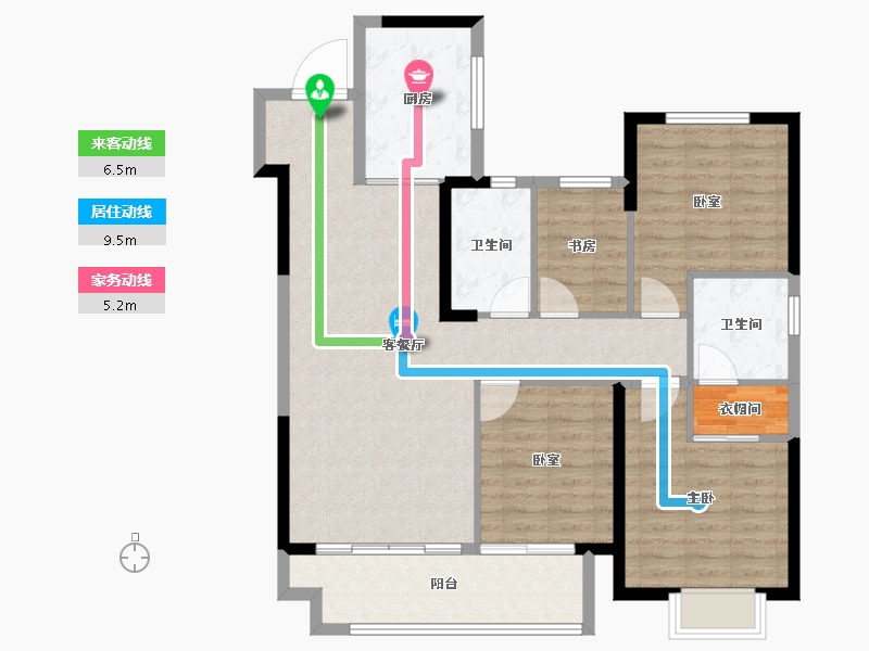 江苏省-盐城市-​百禾小镇二期绿城百禾-103.20-户型库-动静线