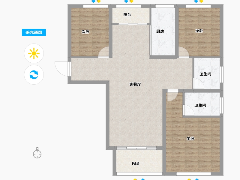 山东省-淄博市-侨丰国际-107.78-户型库-采光通风