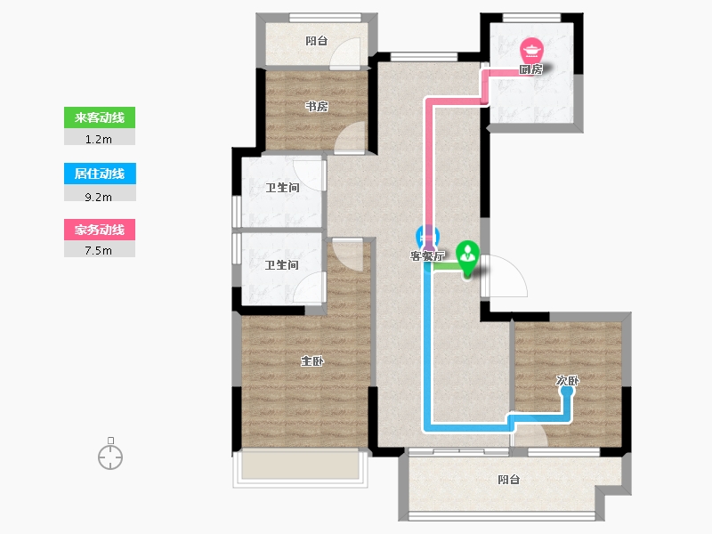 江苏省-盐城市-​百禾小镇二期绿城百禾-92.00-户型库-动静线