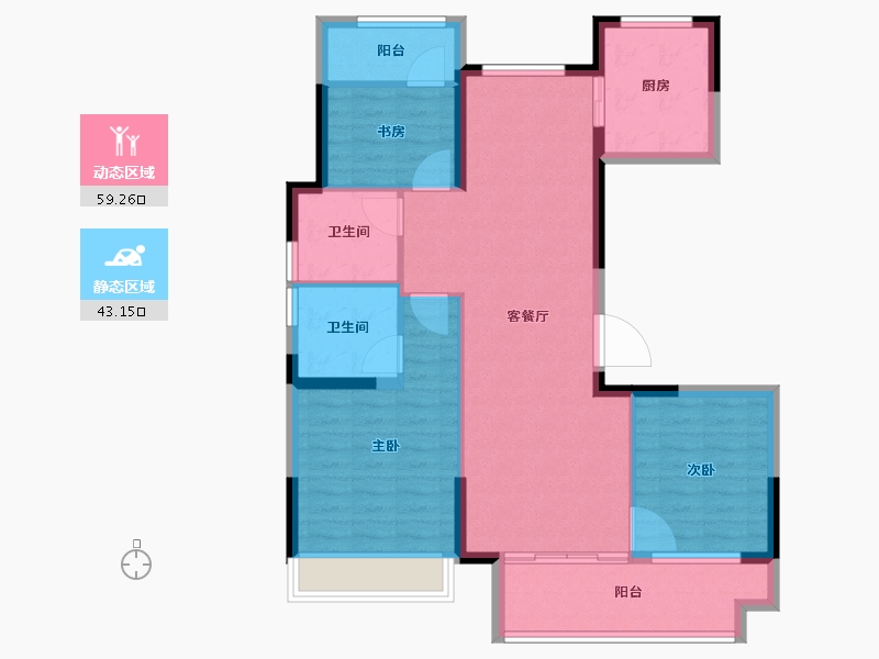 江苏省-盐城市-​百禾小镇二期绿城百禾-92.00-户型库-动静分区