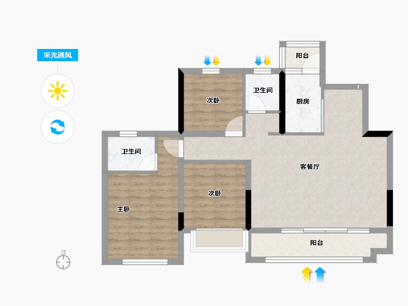 四川省-泸州市-远洋红星天铂-81.10-户型库-采光通风