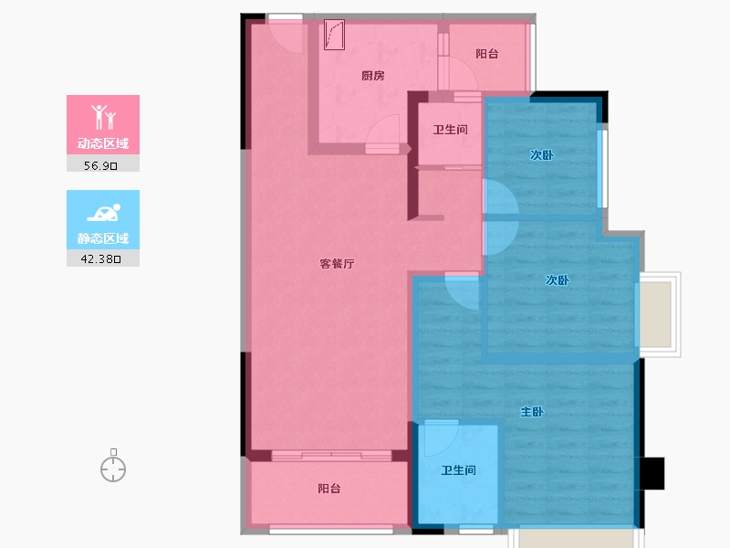 重庆-重庆市-重庆融创文旅城-87.73-户型库-动静分区