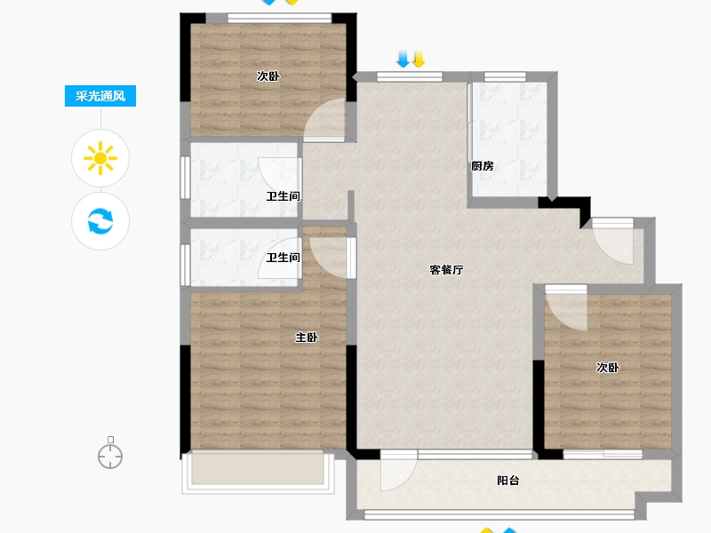 山东省-菏泽市-碧桂园峰境-100.01-户型库-采光通风