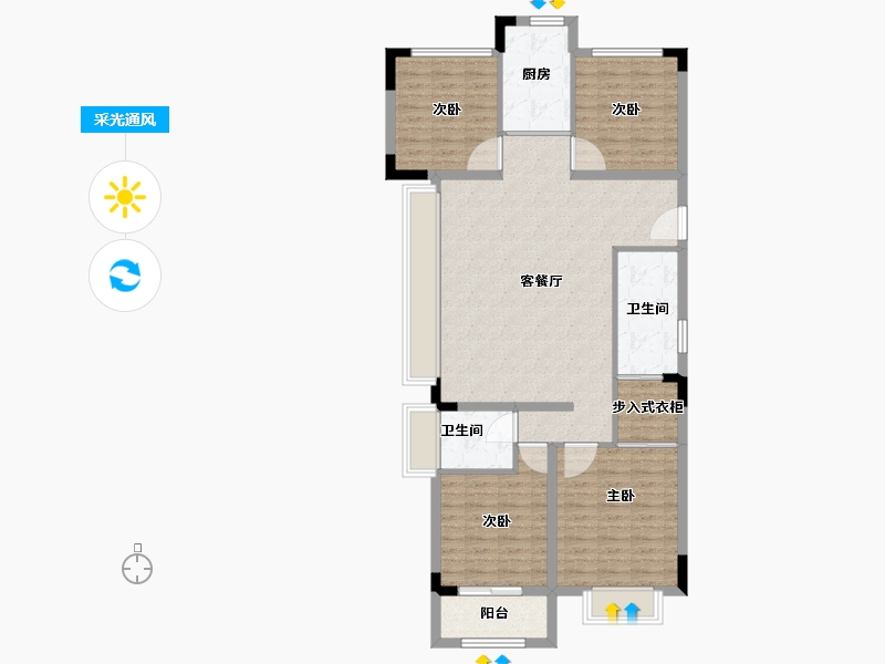 山东省-菏泽市-凯兴学府-109.01-户型库-采光通风