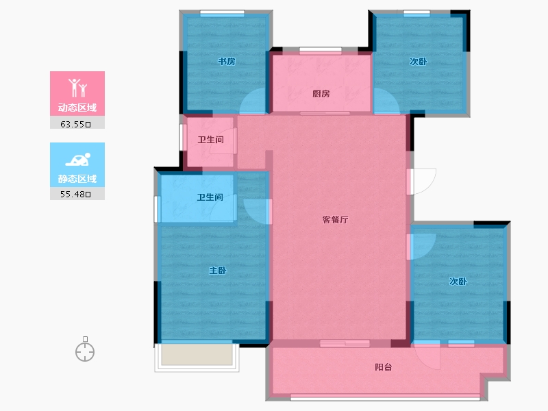 山东省-菏泽市-华鹏麟珑印-107.00-户型库-动静分区