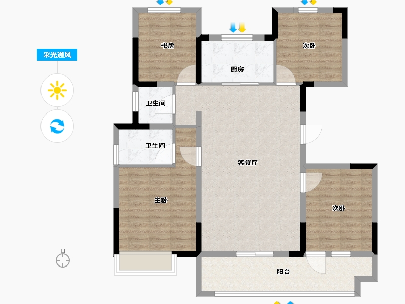 山东省-菏泽市-华鹏麟珑印-107.00-户型库-采光通风