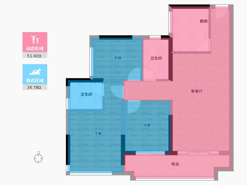 广东省-肇庆市-绿地樾湖国际生态城-78.76-户型库-动静分区