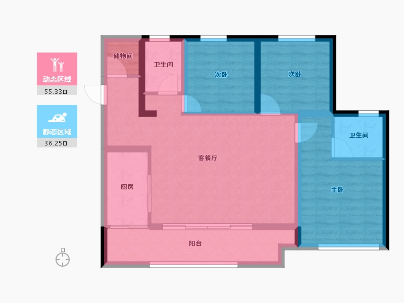 四川省-泸州市-远洋红星天铂-81.55-户型库-动静分区