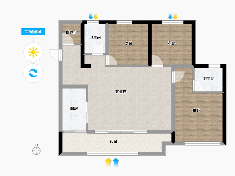 四川省-泸州市-远洋红星天铂-81.55-户型库-采光通风