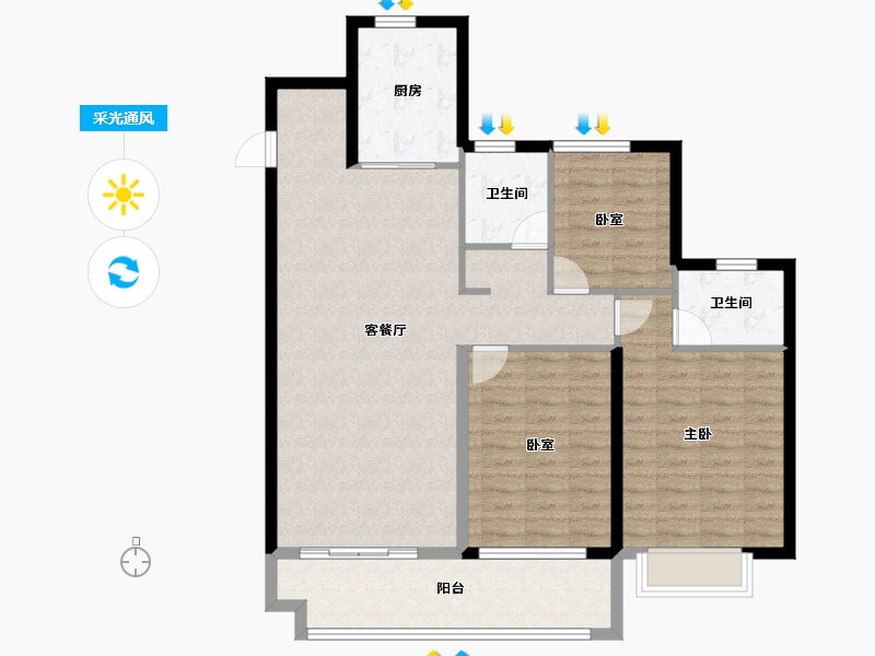 山东省-枣庄市-紫悦山·印象-105.60-户型库-采光通风