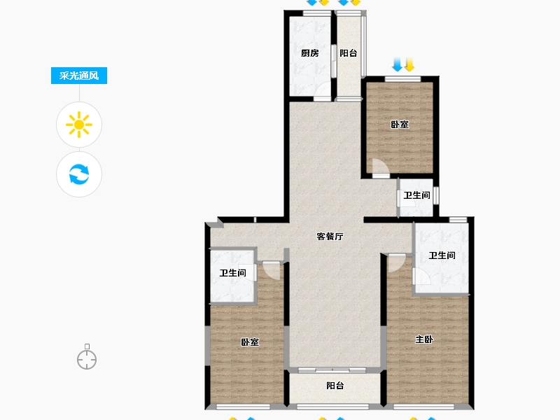 江苏省-盐城市-​荣悦华府-140.54-户型库-采光通风