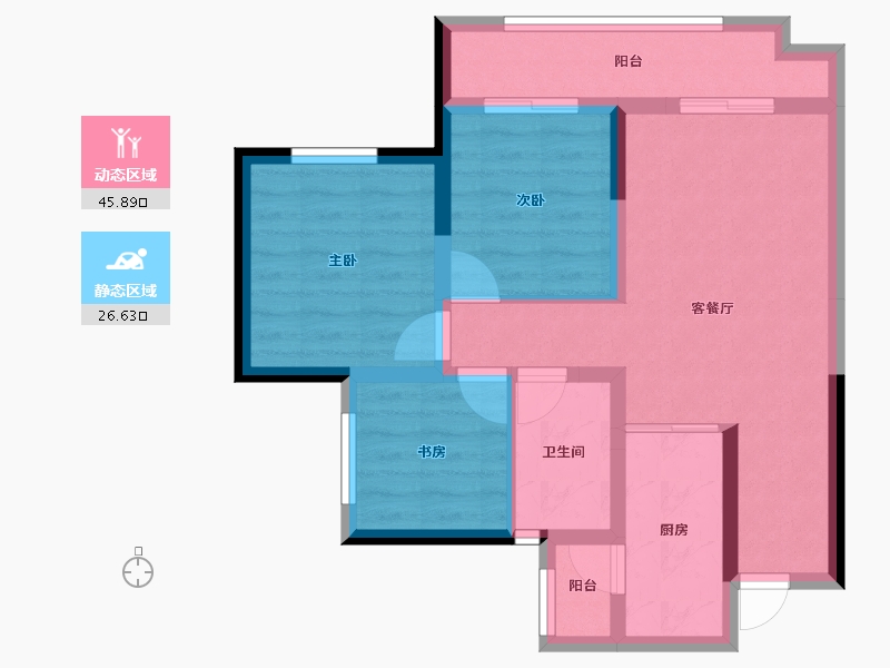 四川省-泸州市-远洋红星天铂-63.36-户型库-动静分区