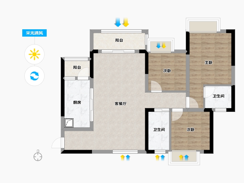 四川省-广安市-西城御府-90.51-户型库-采光通风