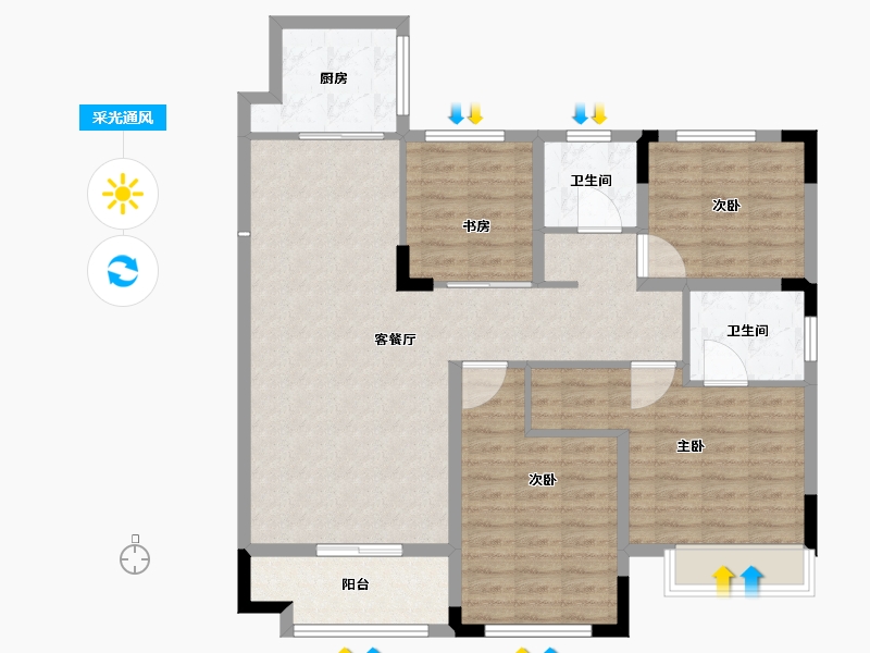 山东省-菏泽市-凯兴学府-107.01-户型库-采光通风