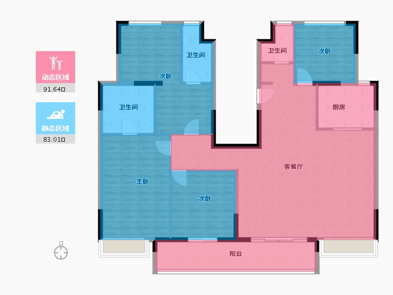 山东省-菏泽市-碧桂园峰境-160.00-户型库-动静分区